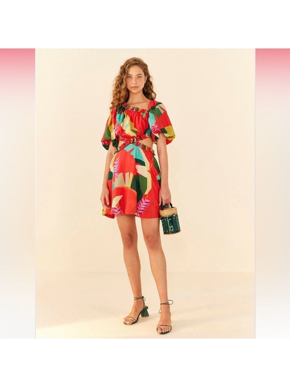 NWT FARM Rio Red Heliconia Mini Dress